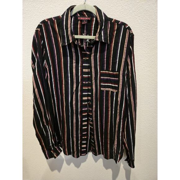 Rock & Roll Cowgirl Women's L Striped Button Down Western Shirt Long Sleeve - Picture 4 of 8